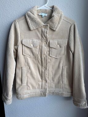 Grace & Lace Plush Sherpa corduroy Jacket - Beige
